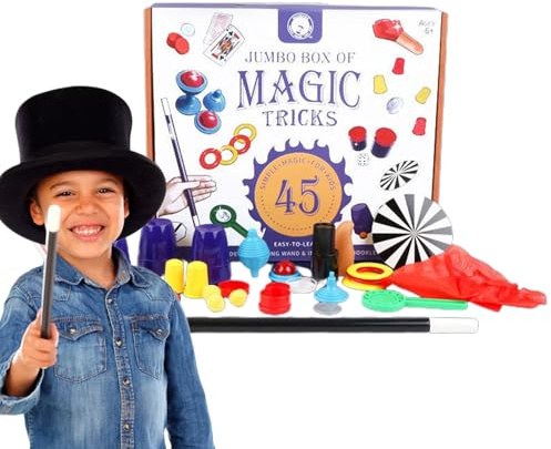 Générique Boîte de Magie pour Kids - Set de 13 Tours de Magie | Jeu d'Imitation pour Magicien Débutant | Coffret Cadeau Éducatif et Amusant avec Accessoires pour Les Fêtes et Spectacles