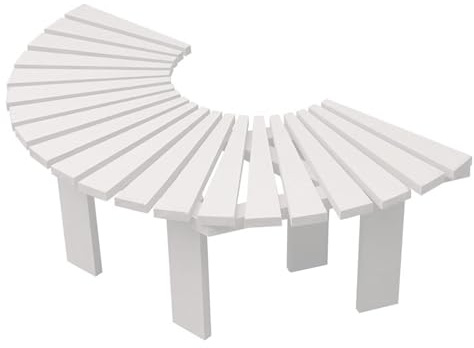 Panchina per albero in legno, curva, per esterni, resistente alle intemperie, per patio e cortile