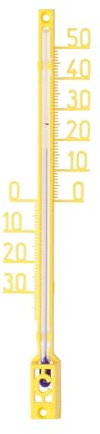 Lantelme Trädgårdstermometer analog av plast 16 cm | Temperaturområde -40 till +50 °C | Inomhus utomhus, trädgårdstermometer för upphängning eller borrning | väderbeständig i svart eller röd (gul)