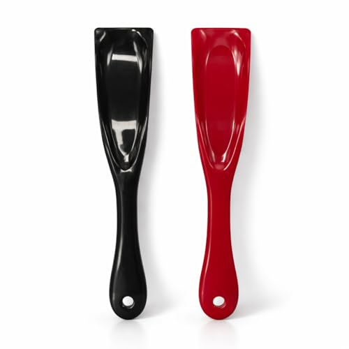 ATKIN BROTHERS Shoe Horn Long Lazy Shoe Horn Comfortable Suitable for Seniors Kids Boots Men Women Elderly Pregnancy Boots Tennis Shoehorn Accessories Shoe Lifter Colour Red Black(2 Pcs)