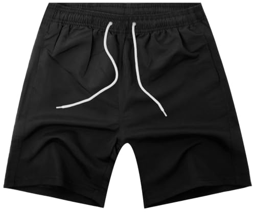 OSDUE Strandshorts badbyxor för barn, badbyxor pojke strand snabbtorkande badkläder ledig lättvikt badshorts med nätfoder för pojkar och tonåringar 3–14 år | Småbarn tryckta badshorts justerbar midja, med nätfoder, sport löpning simshorts