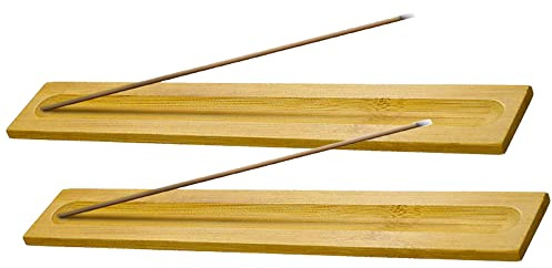 MOUHIV 2 Piezas de Soportes de Varilla de Incienso de Madera de bambú Quemador de Incienso Pulido y Encerado colector de Cenizas de 23 cm de Largo