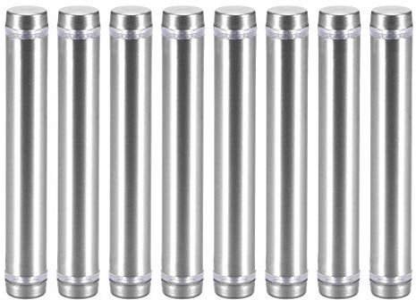 sourcing map 1/2 Diamètre x 3-5/16(12x84mm) Double Tête Écartement Vis Paroi Montage Panneau Supports Acrylique Verre Clous 8pcs