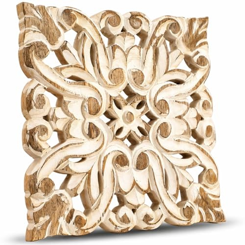 Dessous de Plat en Bois Fait à la Main pour Plats Chauds, Plats et casseroles, pour Cuisine et Salle à Manger, décoration de Table, résistant à la Chaleur, Sculptures décoratives rustiques, 20 cm