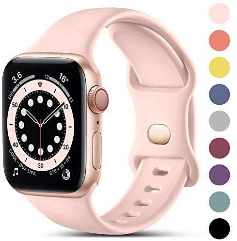 CeMiKa Kompatibel mit Apple Watch Armband 38mm 40mm 41mm 42mm, Ersatz Silikon Sport Armbänder Kompatibel mit iWatch Armband Series 11 10 9 8 7 6 5 4 3 2 1 SE SE3, Damen Herren, Rosa