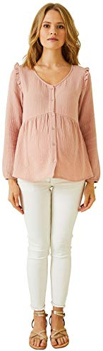 VERTBAUDET Blouse de Grossesse et d'allaitement Gaze de Coton Rose Pale 38
