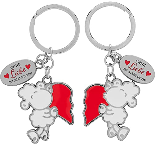 Sheepworld Schlüsselanhänger für zwei Liebe | Anhängerset, angebracht auf Geschenkkarte, Länge 8,5 cm | Geschenk für Paare, Valentinstag | 47329
