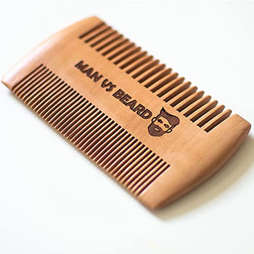 Man vs Beard™ Original Antistatic Wooden Beard Comb, Coarse & Fine Teeth, Moustache & Beard Grooming