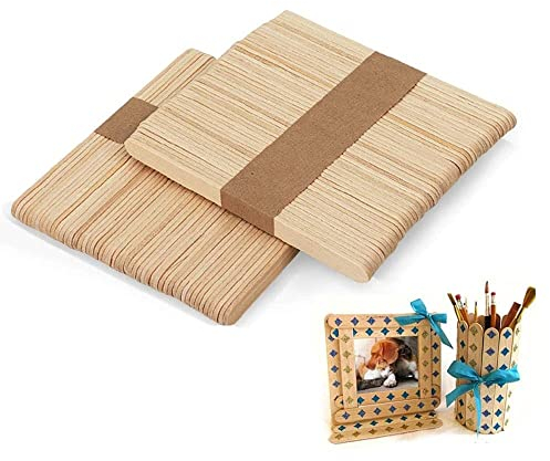 LINGLAN 100 Stück Holz-Bastelstäbe, Gartenetikett, Eis am Stiel, Eisstäbchen für Handarbeiten (Primärholz)