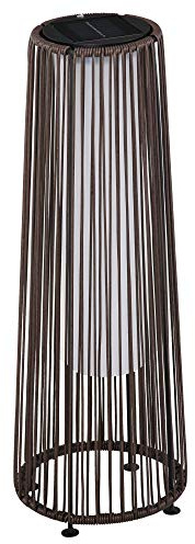Outsunny Lanterna Solare da Giardino con Pannello di Ricarica, Lampada Solare da Esterno in Metallo e Rattan, Ø21.5x61cm, Marrone
