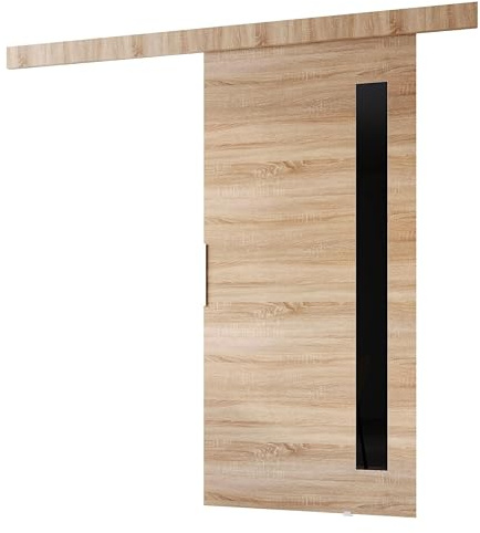 MINIO go for it - Porte Coulissante Interieur avec Rail CLEAN G, Portes Coulissantes Murales Intérieures, Coulis, Complet Raille Doors, Ensemble Porte Interieur (Chêne Sonoma 86x205 cm)