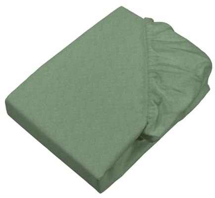 sleepling Biber Spannbetttuch Melange, Feinbiber Spannbettlaken, Made in Germany, Matratzen bis 23 cm Höhe, Rundum Gummizug, Ökotex, waschbar 60 Grad, 90 x 200, salbeigrün meliert