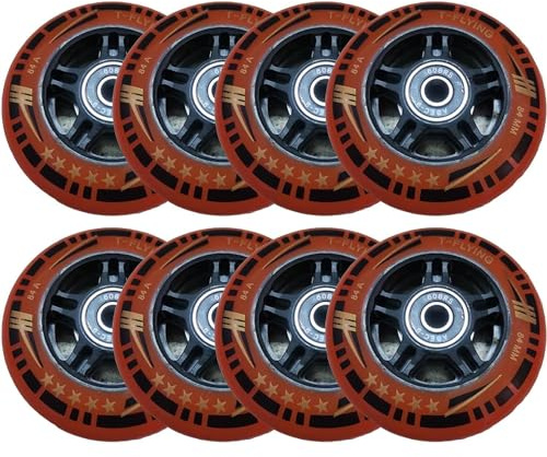 NBTRXWAFR 84Mm Inline Skate Wheels with Bearings (Pack of 8) 84A Indoor/Outdoor Roller Skate Wheels, Designed for Replacing Roller Skate Wheels