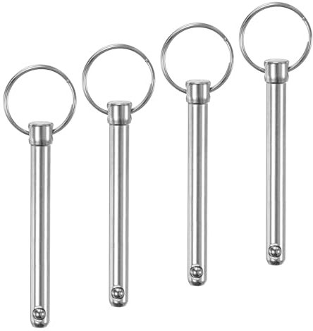 M METERXITY 4 Pcs Goupilles à Dégagement Rapide, 8mm Diamètre, 65mm Longueur d'Utilisation Goupille Supérieure Bimini pour Construction Navale/Bateau, 72mm Long Total en Acier au Carbone