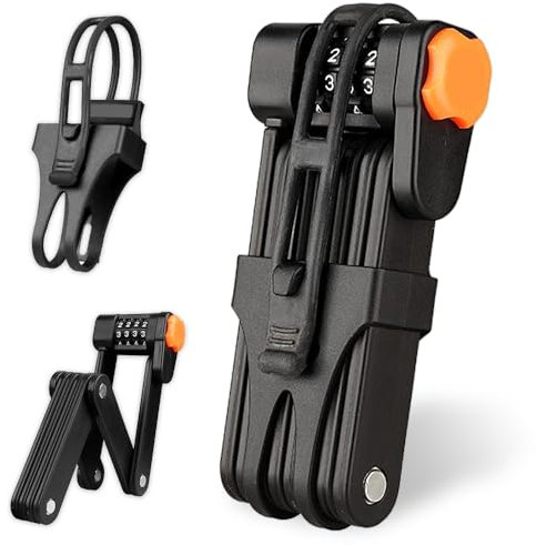 mizikuu Faltschloss Fahrrad, Fahrradschloss Zahlenschloss Aus Gehärtetem Stahl Mit 4-Stelligem Code Robustes Faltbares Fahrradschloss Geeignet Als Elektrisches Fahrradschloss Mountainbikeschloss