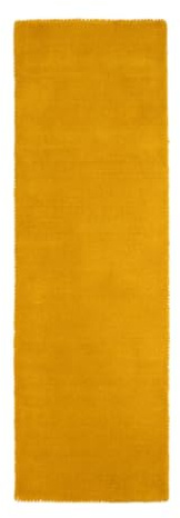 carpetfine handgefertigter Wollteppich Gabbeh Lola Läufer Gelb 60x180 cm Weich, Hochwertig, Zeitlos | Teppichläufer für Gemütlichkeit & Eleganz im Wohnzimmer, Schlafzimmer und Flur