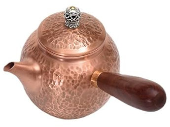 GQGQA 8 x 9 cm/kropp handgjord tekanna spis topp trähandtag koppar tekanna turkisk tekanna ren för spishäll koppar te vattenkokare spishäll