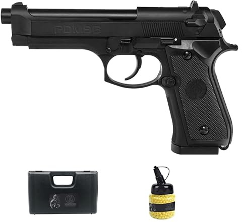 Swiss Arms Navy Ressort (6 mm) | Pistolet Airsoft Calibre 6 mm + biberon + mallette Pistolet d'initiation à l'Airsoft Puissance 0,5 Joule