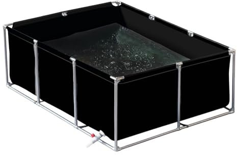 uofgcru Laghetti da Giardino Fuori Terra,Piscina da Esterno,laghetto per Pesci in Tela con Staffa, Piscina Semplice per Piscina Giardino per Laghetti, Fontane(Black-1×1×0.6m)