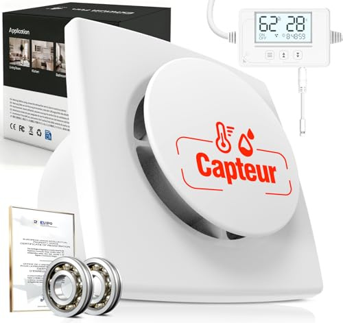 SBONNI 3 Velocità Aspiratore bagno con Sensore Umidità, Sensore Temperatura, Timer - Automatico Estrattore Aria 100mm - Silenzioso Potente Ventola aspirazione bagno WC cantina P117 (senza telecomando)