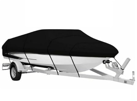 Lona para Barco Cubierta para Barco 420D Oxford Tejido Impermeable Cubierta | protección con Bolsa de Almacenamiento para Casco en V Bote de remos Bote de Pesca 11-27 pies