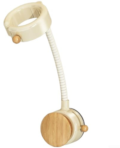 Support de sèche-cheveux à ventouse pour salle de bain – Support réglable à 360° avec gestion des cordons – Organiseur en plastique sans perçage pour surfaces lisses (27,1 x (bois brut)