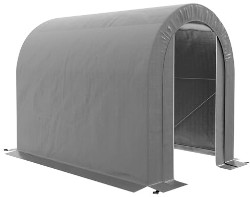 Outsunny Abri de Jardin Tente de Rangement extérieur abri de vélo Garage pour vélo bâche en PE Cadre en métal galvanisé dim. 2,4 x 1,6 x 1,9 m Gris