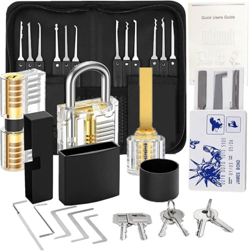 Waterproof Padlock Set, Black, Long Shackle Lock Kit, Double Bayonet Pick Protection, 3 Pack with Keys, 2.9in (Picking) VG8