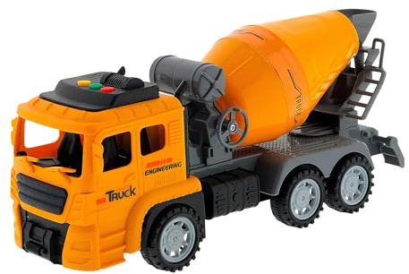 Camion Giocattolo con Luci e Suoni Giocattolo per Bambini con Movimento Frizione Camion Cantiere Betoniera Cementiera Mezzi Lavoro Escavatore Ruspa Cement Mixer Cabina Modellino Veicolo Autocarro (Bb)