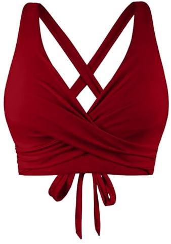 Generico Reggiseno Costume Donna Top di Bikini Donne con Grandi Seni, Push-up, String Bikini, Top Triangolare, Taglio a V, Reggiseno per Costume da BagnoBikini Nero