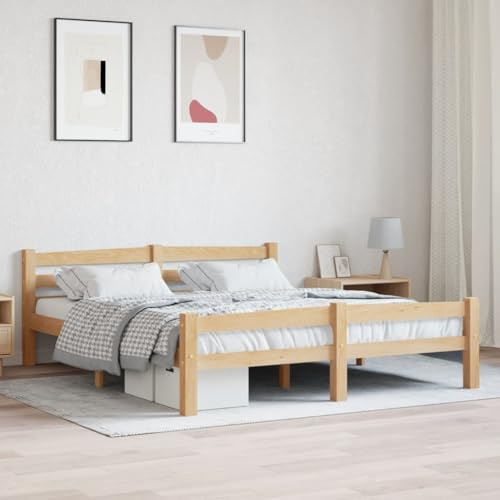 GeenYuu Cadre de lit Bois Massif de pin 160x200 cm avec sommier à Lattes Robuste pour Chambre Adulte Enfant, Meuble Plateforme Confortable, Structure Durable, Design Moderne et Soutien Optimal