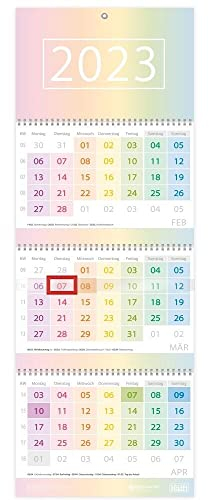 Drei-Monatskalender 2023 Wand-Kalender 12 MONATE [Rainbow]