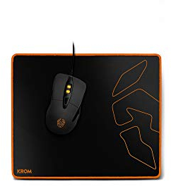 KROM Knout Speed Black Bulk - Alfombrilla Gaming Alto Rendimiento para Ratones ópticos/Laser, Base de Goma, tamaño 320x270x3mm, Color Negro