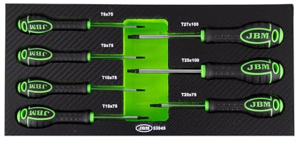 JBM 53945 Destornilladores en Torx con Modulo Eva Carbono, Set de 7, Caja de 10