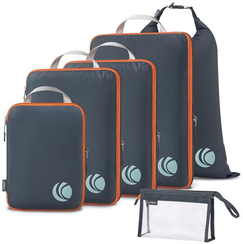 Cipway Kompression Koffer Organizer Set für Rucksack ，Ultraleichte Packtaschen Compression Packing Cubes Packwürfel Kofferorganizer Packtaschen Kleidertaschen für Reiseorganizer(grau, 6 Stück)