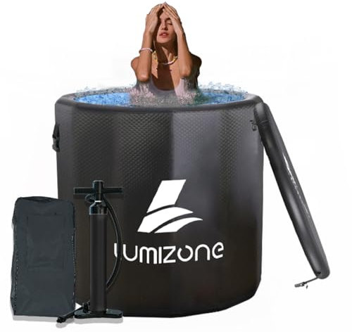 Lumizone Inflatable Cold Plunge Tub 118 Gallons Capacity Ice Bath Black