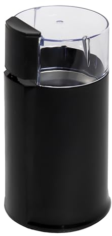 MOLINILLO DE CAFÉ ELECTRICO 50-60 GRAMOS 160W CUCHILLAS RECIPIENTE ACERO INOXIDABLE ESPECIAS SECAS (NEGRO)