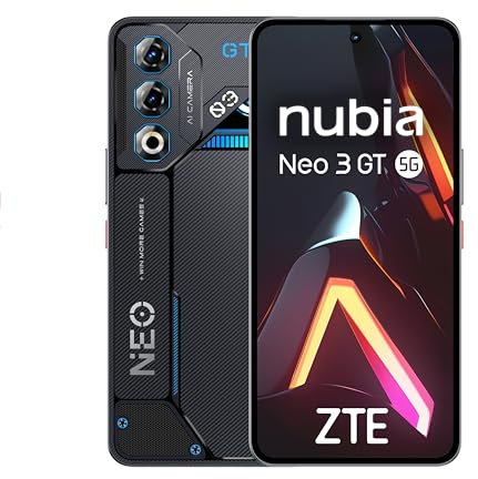 ZTE Nubia Neo 3 GT 5G Gaming Smartphone mit IA, 12GB+256GB, Seitenauslöser, LED-Lichter, 6,8 120Hz OLED Display, 5000mAh Akku, Android 15, grau
