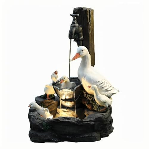 Fuente de Agua al Aire Libre, Fuente de Agua al Aire Libre Solar Squirrel, Fuente de Cascada con luz LED, Características de Agua de relajación para el jardín del hogar, Decoración del Patio Modelo