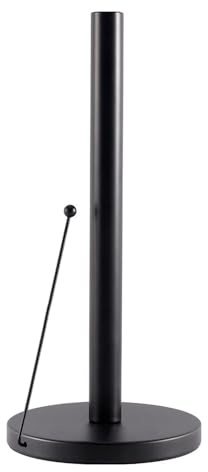 Küchenrollenhalter Stehend, 32 x 15 cm Papierrollenhalter mit Anti-Roll Arm, Stabiler Küchenrollenhalter Ohne Bohren, Küchen Organizer Rollenhalter für Standardrollen (Schwarz)