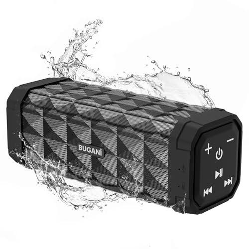 BUGANI Altavoz Bluetooth Portatil 5.4, Altavoz Bluetooth 30W | Altavoces Pequeño, Doble Graves Speaker, 30H Reproducción, IPX5 Impermeable, TWS Emparejamiento, para Exteriores, Fiestas