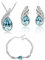 Crystalline Azuria Tropfenform Kristalle Blau Simulierter Aquamarin Schmuck-Set Halskette Ohrringe Armband 18 kt Weiß Vergoldet