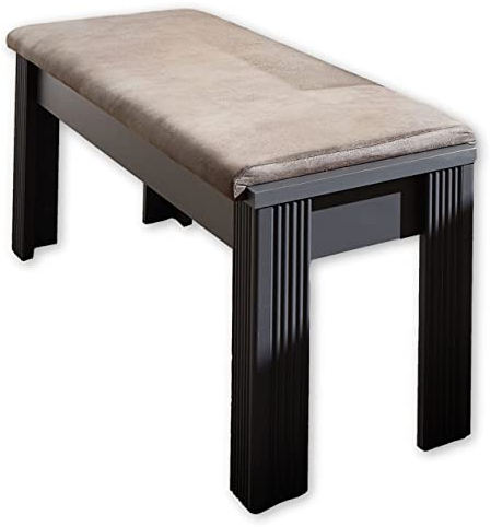 Stella Trading JASMIN Sitzbank in Braun, Graphit - Esszimmerbank in Leder-Optik für Ihren Wohn- & Essbereich im Landhausstil - 126 x 48 x 41 cm (B/H/T)