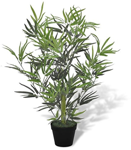 Tidyard - Planta artificial de bambú con maceta, 80 cm, color verde