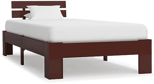 vidaXL Kiefernholz Massiv Bettgestell Holzbett Futonbett Einzelbett Massivholz Bett Bettrahmen Lattenrost Schlafzimmerbett 100x200cm Dunkelbraun