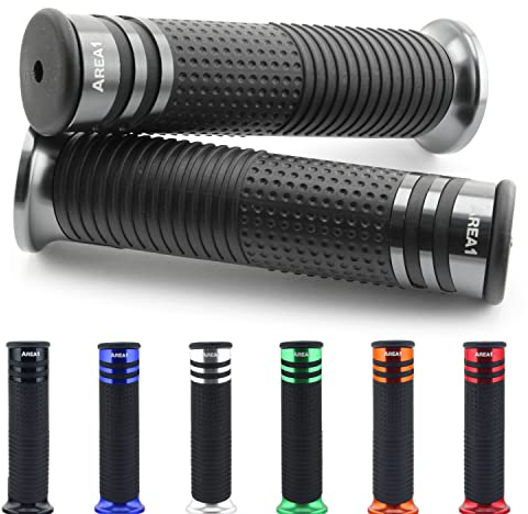 Area1 universal Motorrad Motorroller Lenkergriffe Griffe Griffgummis 2 Stück 1x 22mm + 1x 24-25mm (7/8 / 1 Zoll) (Grau) Kompatibel mit