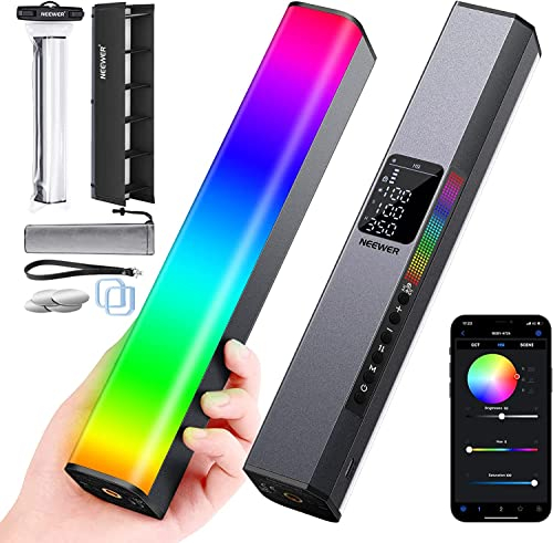 NEEWER LED Videoleuchte RGB Lichtstab,Touch Bar & APP Steuerung,Magnetisches RGB Handlichtstab, 3200K~5600K CRI98+ Vollfarbiges LED Licht mit 6400mAh Akku,Led Leuchtstab mit 17 Szenen, RGB1(Silber)