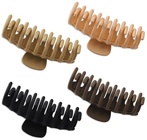 Lot de 4 Grandes Pinces à Cheveux, Rayyl 11 cm Pinces à Cheveux Antidérapantes Pinces Cheveux Femme, Pinces à Cheveux Griffe pour Cheveux épais, Accessoires de Coiffure pour Femmes Filles