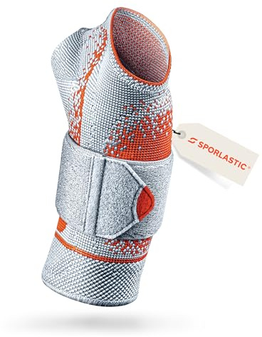 SPORLASTIC – MANUDYN SUPREME Handgelenkbandage links 3D-Gestrick– Orthopädische Handgelenkstütze mit anatomischer AIR-MATRIX Silikonpelotte zur Unterstützung des Ulnarköpfchens – Platinum Größe S