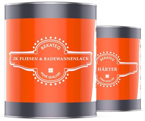 BEKATEQ Fliesenlack Badewannenlack 1kg Gelb - 2K PU Wandfliesen Bodenfliesen Lack, Badewannenbeschichtung, Badewannenfarbe - für Acryl, Emaille, GFK, Waschbecken, Duschtasse, Duschwanne LS-410